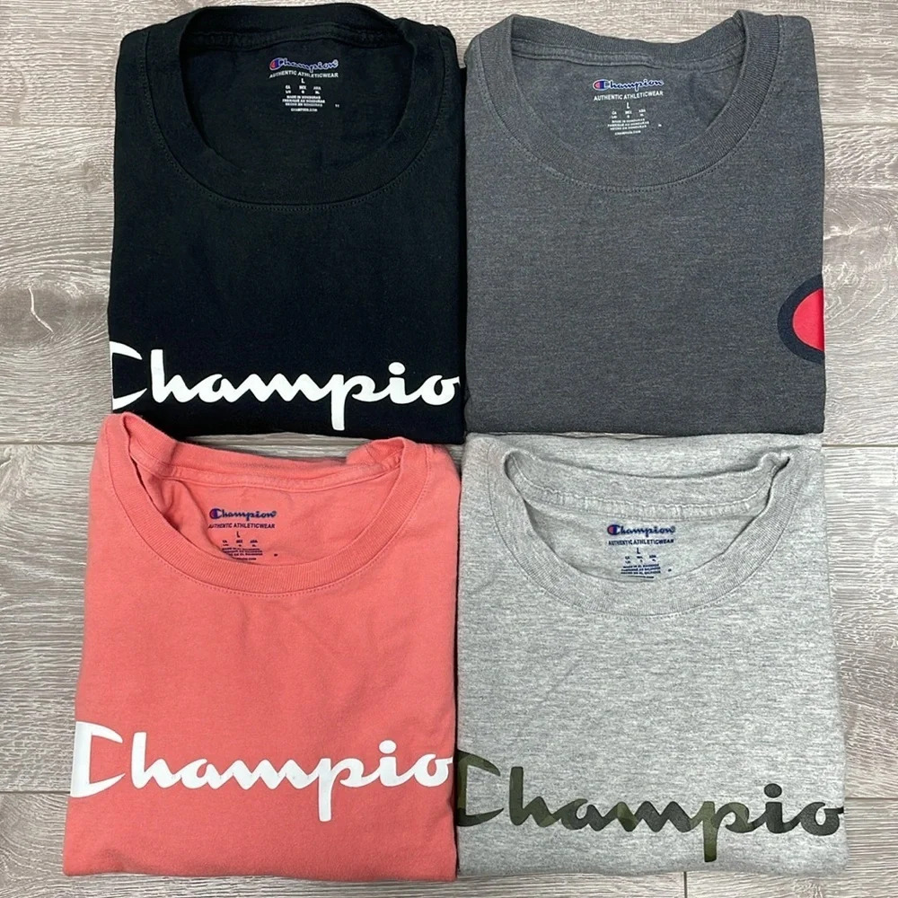 Champion Logo Short Sleeve Tee Shirt Bundle of Four Size L